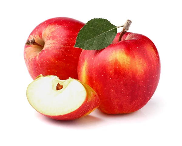 Fresh apples with leaf — Stock Photo, Image