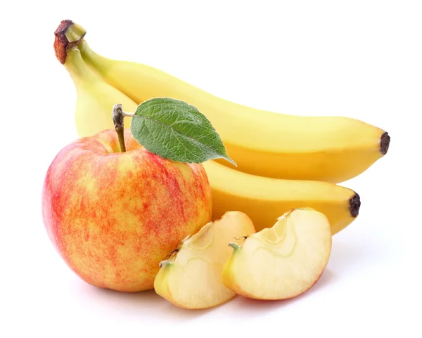 Banana with apple slices — Stock Photo, Image