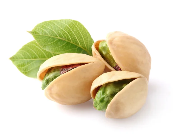 Pistachio with leaves — Stock Photo, Image