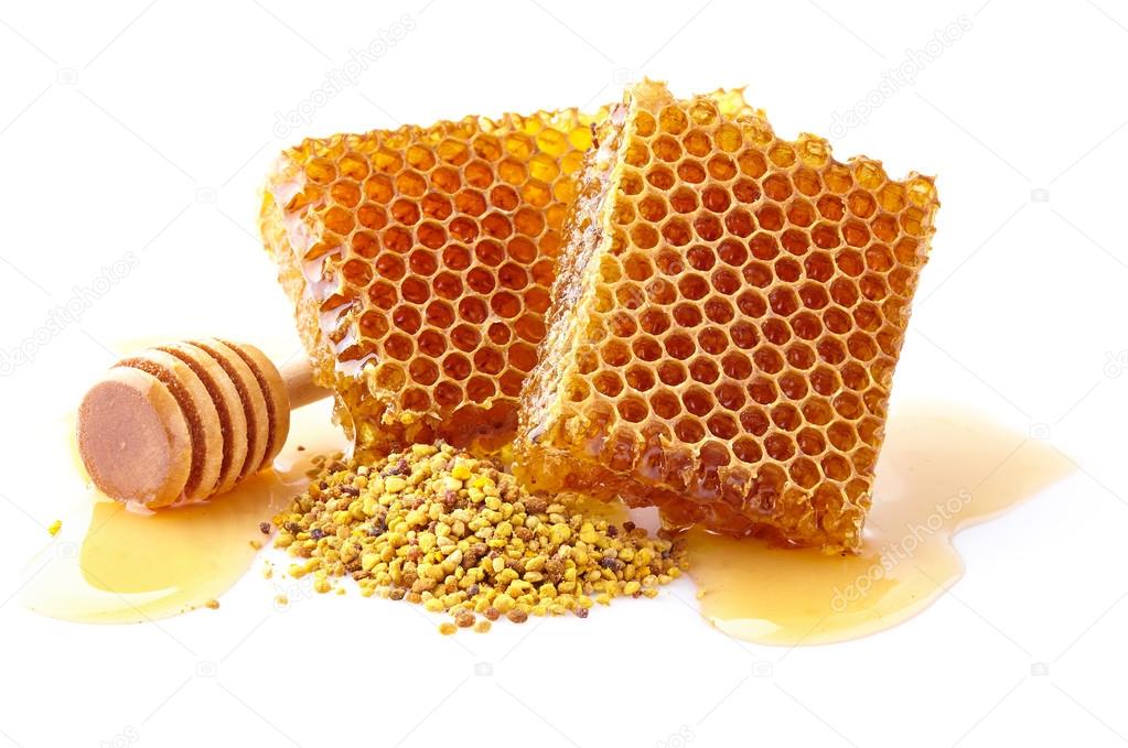 Honeycomb with flowers pollen