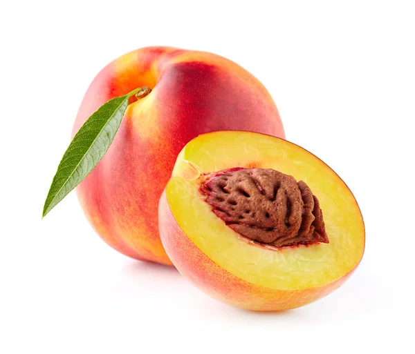 Peach with leaf — Stock Photo, Image