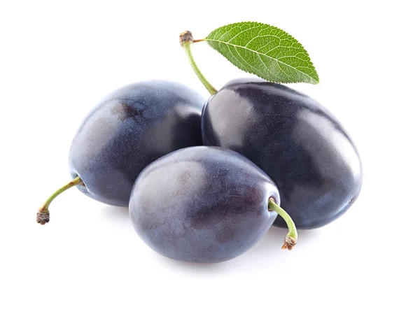 Plums  with leaf — Stock Photo, Image