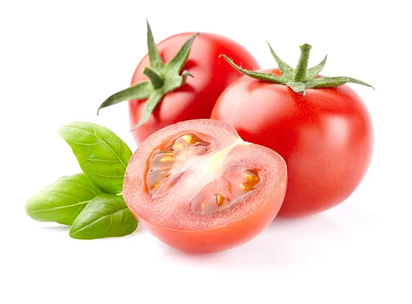 Tomato with basil — Stock Photo, Image