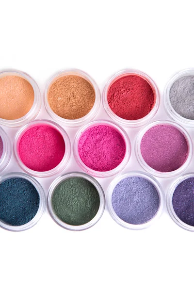 Row of mineral eye shadows — Stock Photo, Image