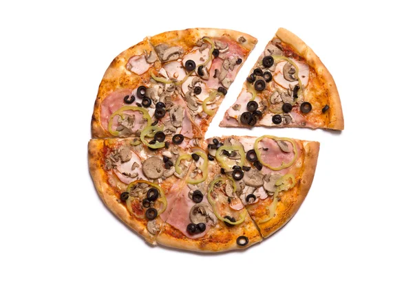 ハムとおいしいイタリアのピザ — ストック写真