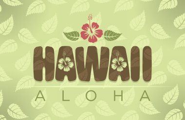 Çiçekler Hawaii ve Aloha kelimelerle