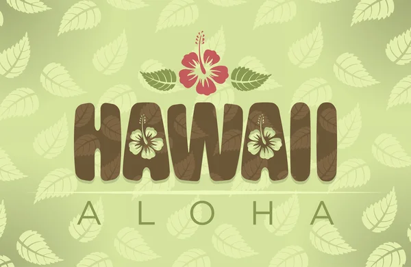 Hawaï et Aloha mots avec des fleurs — Image vectorielle