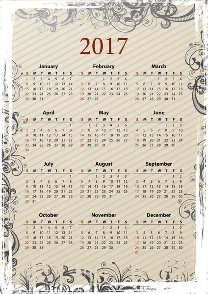 Calendario grungy beige — Vector de stock