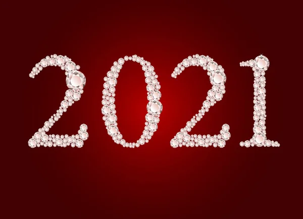 Векторний Діамант 2021 Текст Червоному Тлі — стоковий вектор