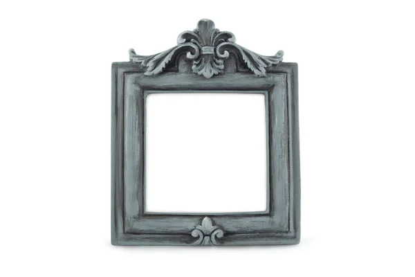 Gray Baroque Style Photo Frame Isolated White Background — Stock Photo, Image