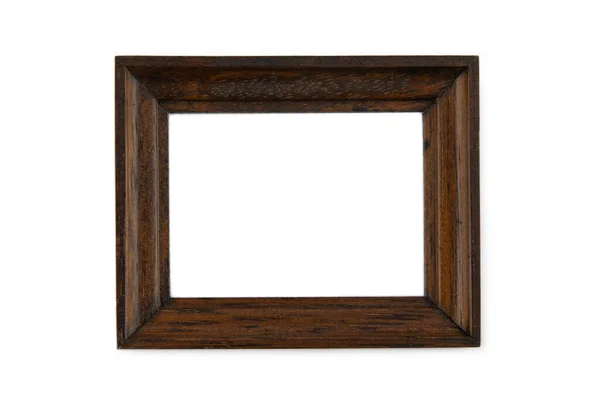 Dark Brown Natural Wooden Picture Frame Isolated White Background — Stock Photo, Image