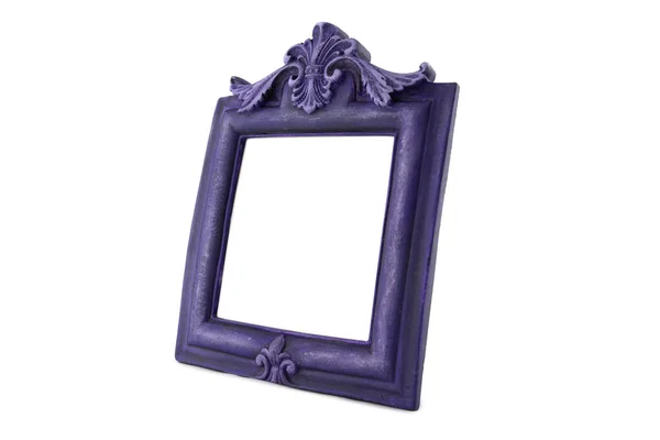 深紫色巴洛克风格的相框 工作室拍摄独立于白色背景 — 图库照片