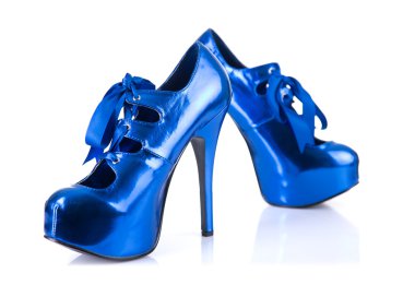 Mavi yüksek topuk ayakkabı