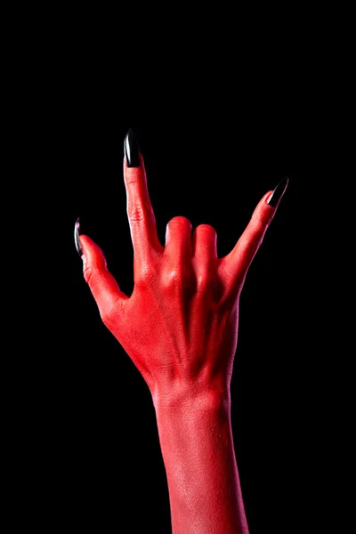 Devil hand showing heavy metal gesture — Stock Photo, Image