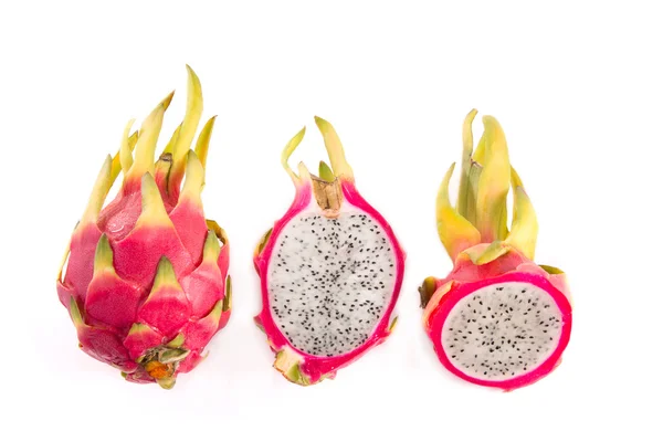 Set di frutti di drago, interi e tagliati a metà — Foto Stock