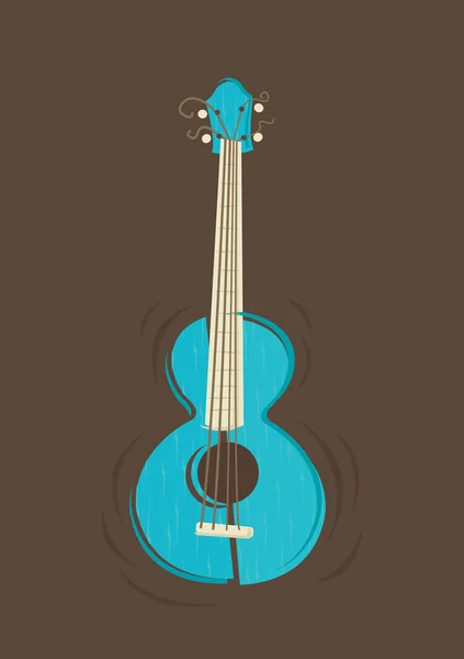 蓝色夏威夷四弦琴吉他 — 图库矢量图片