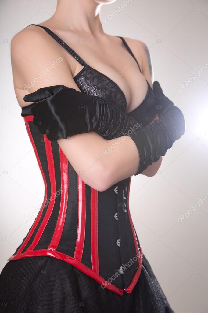 Woman in corset and bra