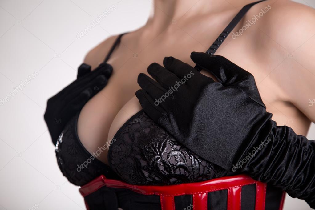 fetish woman in black bra