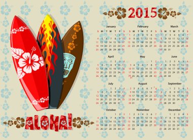 Sörf tahtaları ile takvim 2015
