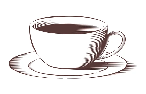 Tasse à café en style gravé — Image vectorielle