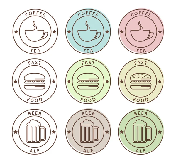 Conjunto vectorial de iconos de alimentos en estilo de esquema — Vector de stock