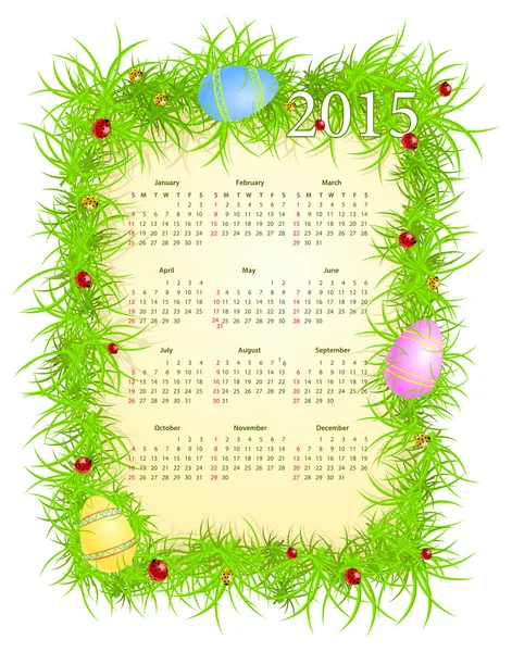 Påsk kalender 2015 — Stock vektor