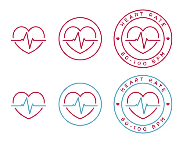 Icônes de fréquence cardiaque — Image vectorielle