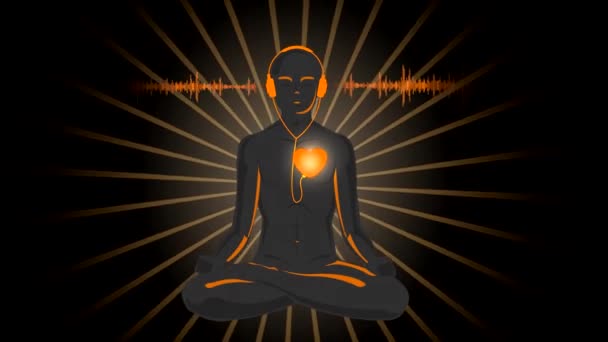HD tecknad av yoga lyssnar hans hjärta — Stockvideo