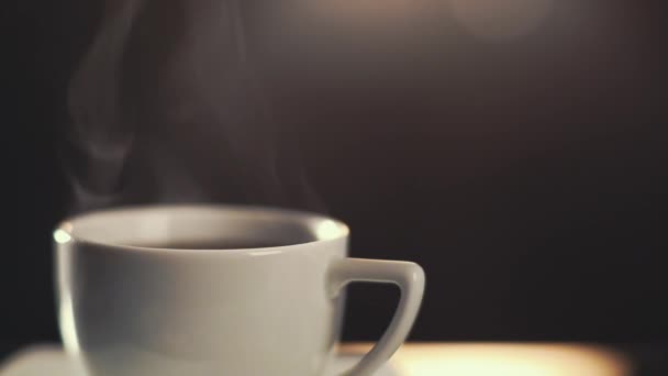 HD video of coffee cup with steam rising — Stock Video