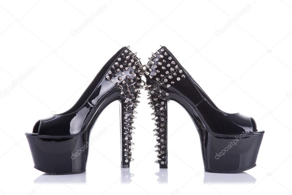 Black high heel shoes with spikes