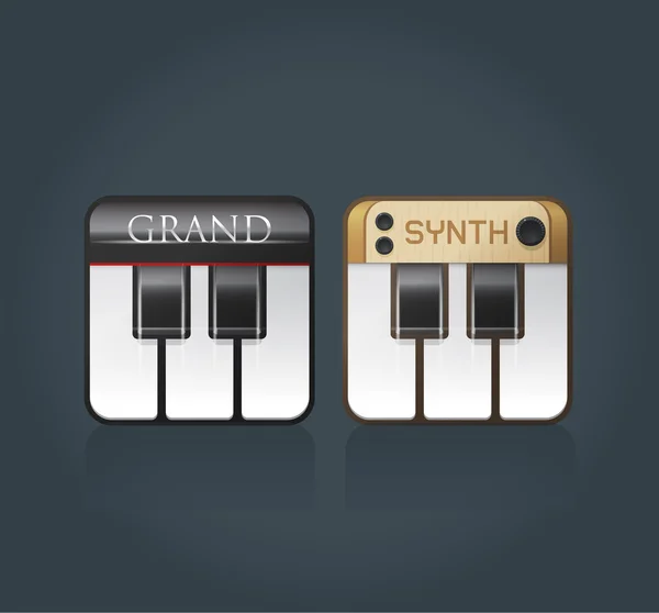 Icone per pianoforte per software musicale — Vettoriale Stock