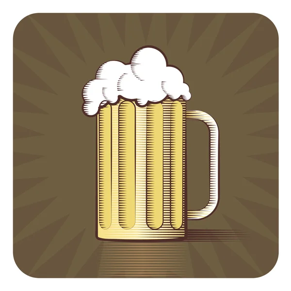 Tasse à bière en style gravé — Image vectorielle