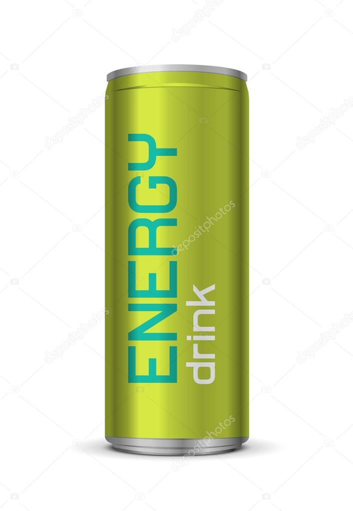 Vector illustration of energy drink can, isolated on white background