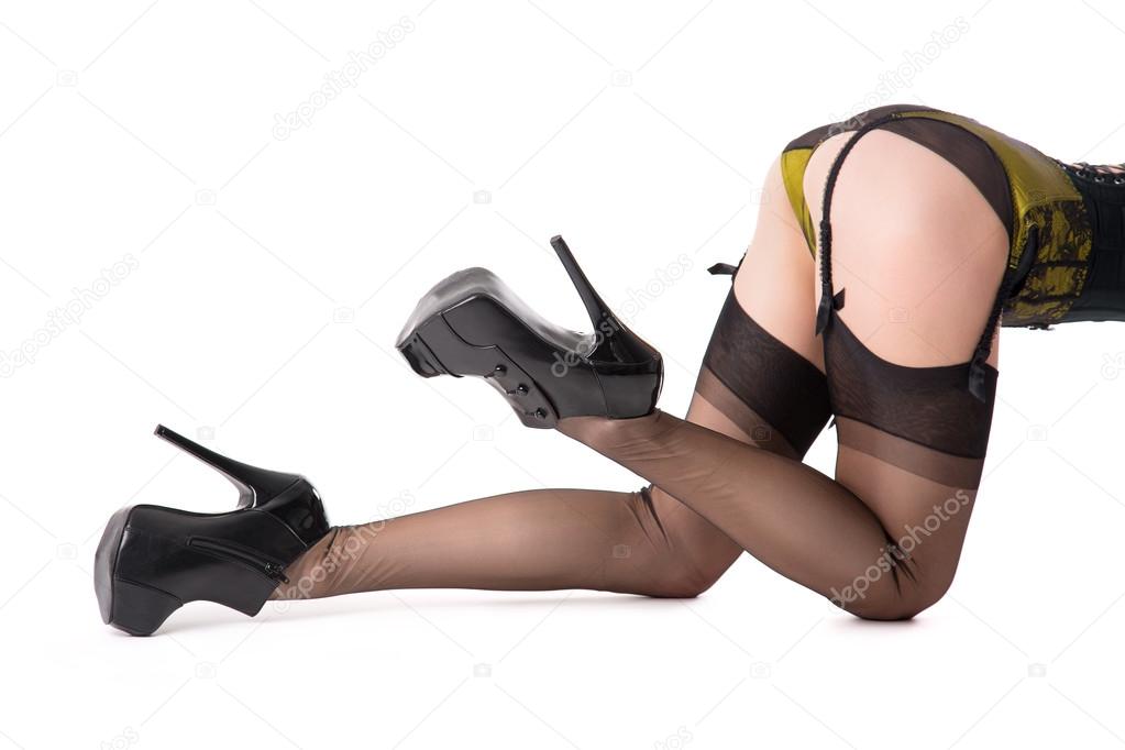 Sexy woman wearing nylon stockings