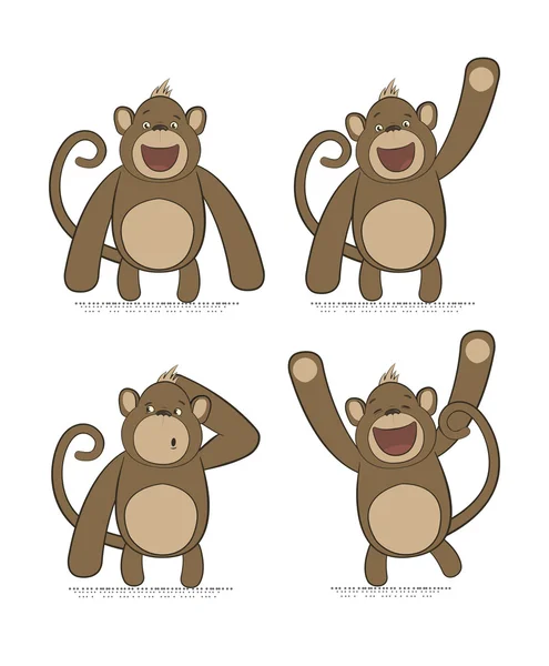 Monos con diferentes emociones — Archivo Imágenes Vectoriales