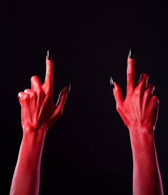 Kırmızı şeytan elleri parmakları işaret   