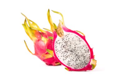 iki dragon meyve, tam ve yarım