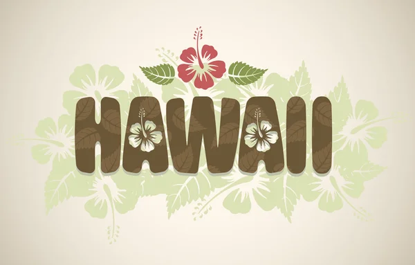 Hawaii word with hibiscus flowers — Stock Vector