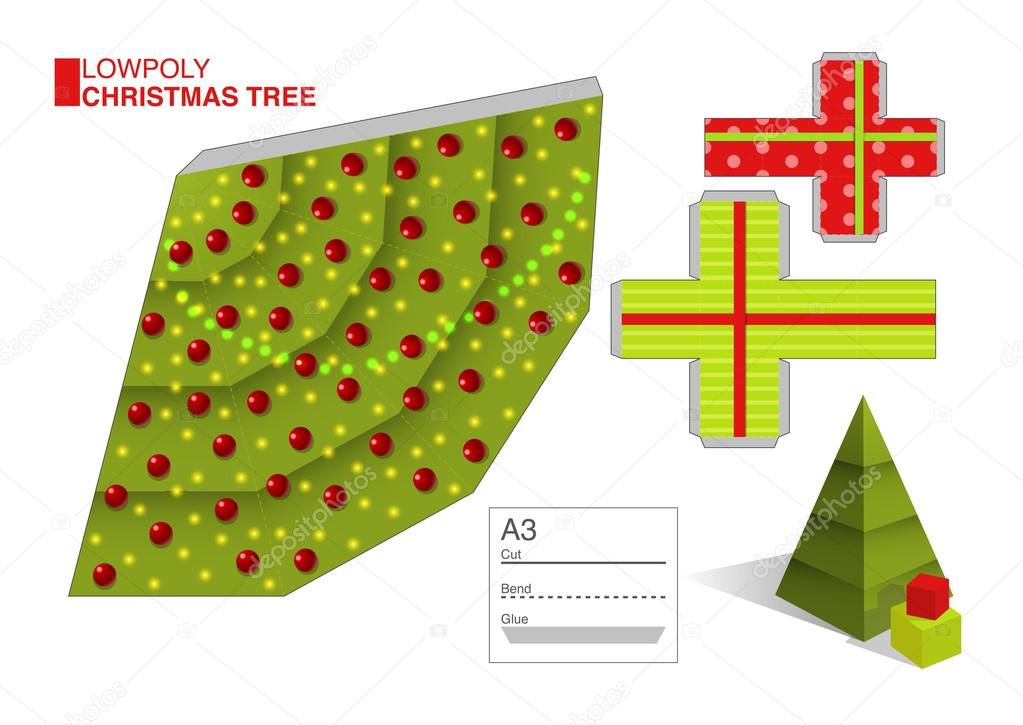 DIY pattern for a Christmas tree and boxes