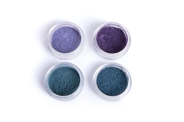 Blue and purple mineral eye shadows — Stock Photo, Image