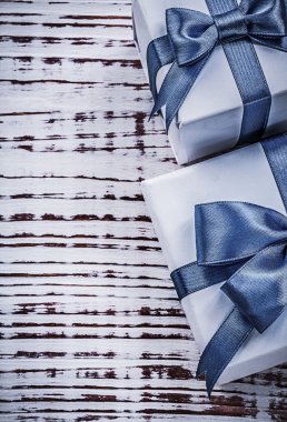 Gift boxes on vintage board