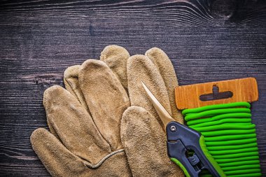 Garden shears, safety gloves