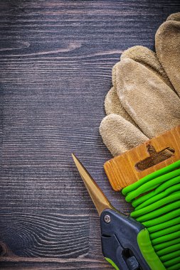 Bahçe secateurs, koruyucu eldivenler