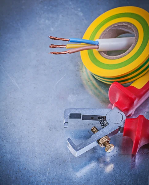 Insulated strippers, electricians, tape — Stok fotoğraf