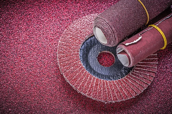 Rolled sandpaper, flap grinding wheel — Stock Image Rolled sandpaper, flap grinding wheel Royalty Free Stock Photos