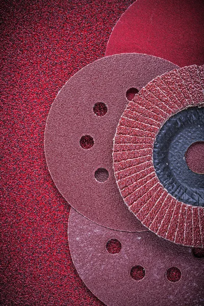 Abrasive flap wheels and sanding discs — Stock Image Abrasive flap wheels and sanding discs Royalty Free Stock Images