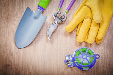 Koruyucu eldiven, kürek ve budama makası