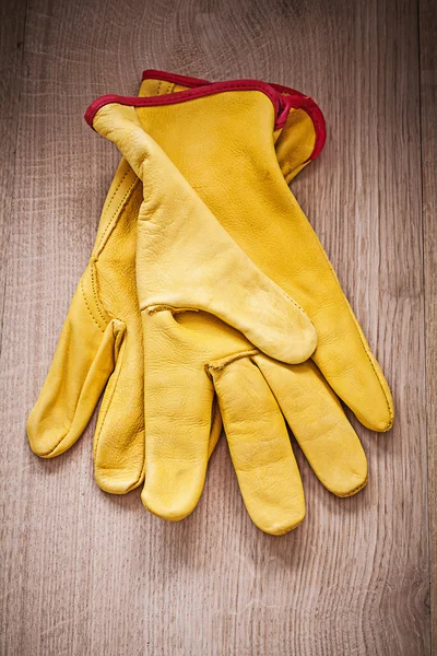 Leather yellow protective gloves — Stock Photo, Image