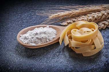 Wheat rye ears, flour and macaroni clipart