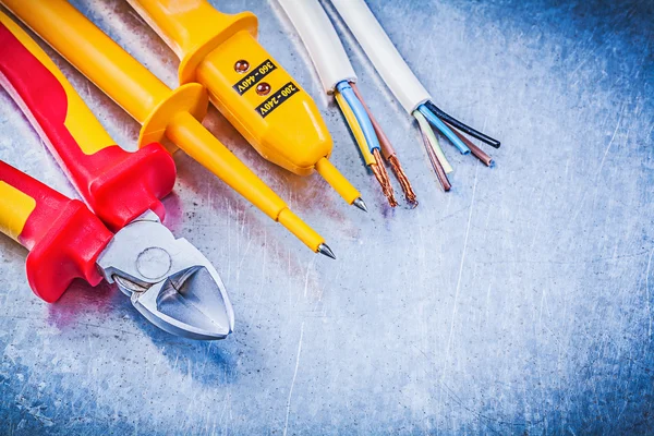 Electrical tester, wires and wire cutter — Stock Photo, Image